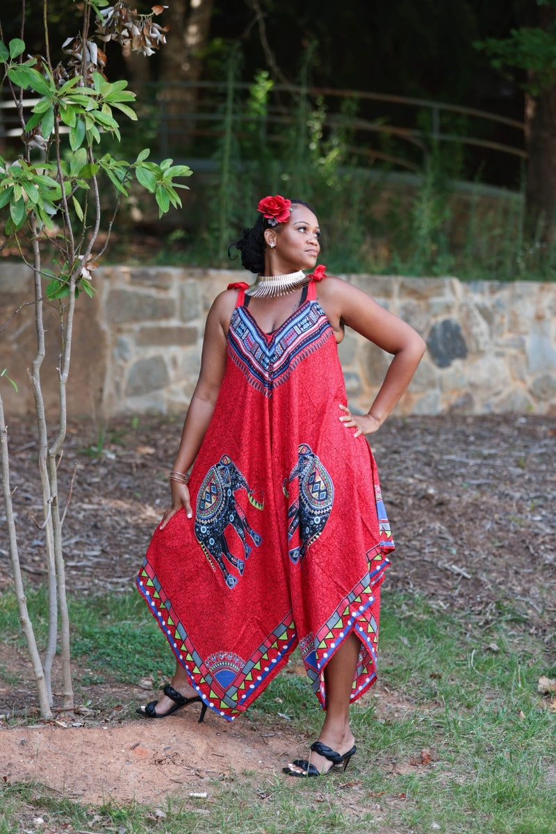 Elephant Jumpsuit Red