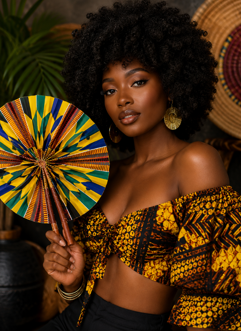 African Print Hand Fan