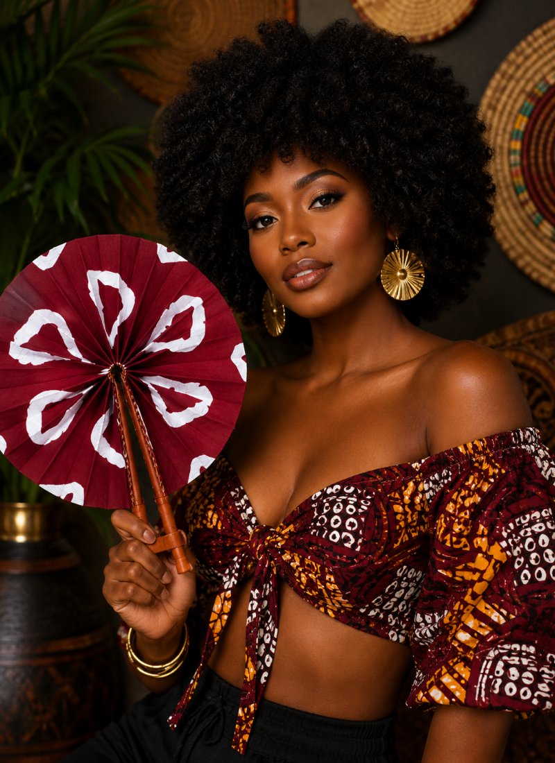 African Print Hand Fan