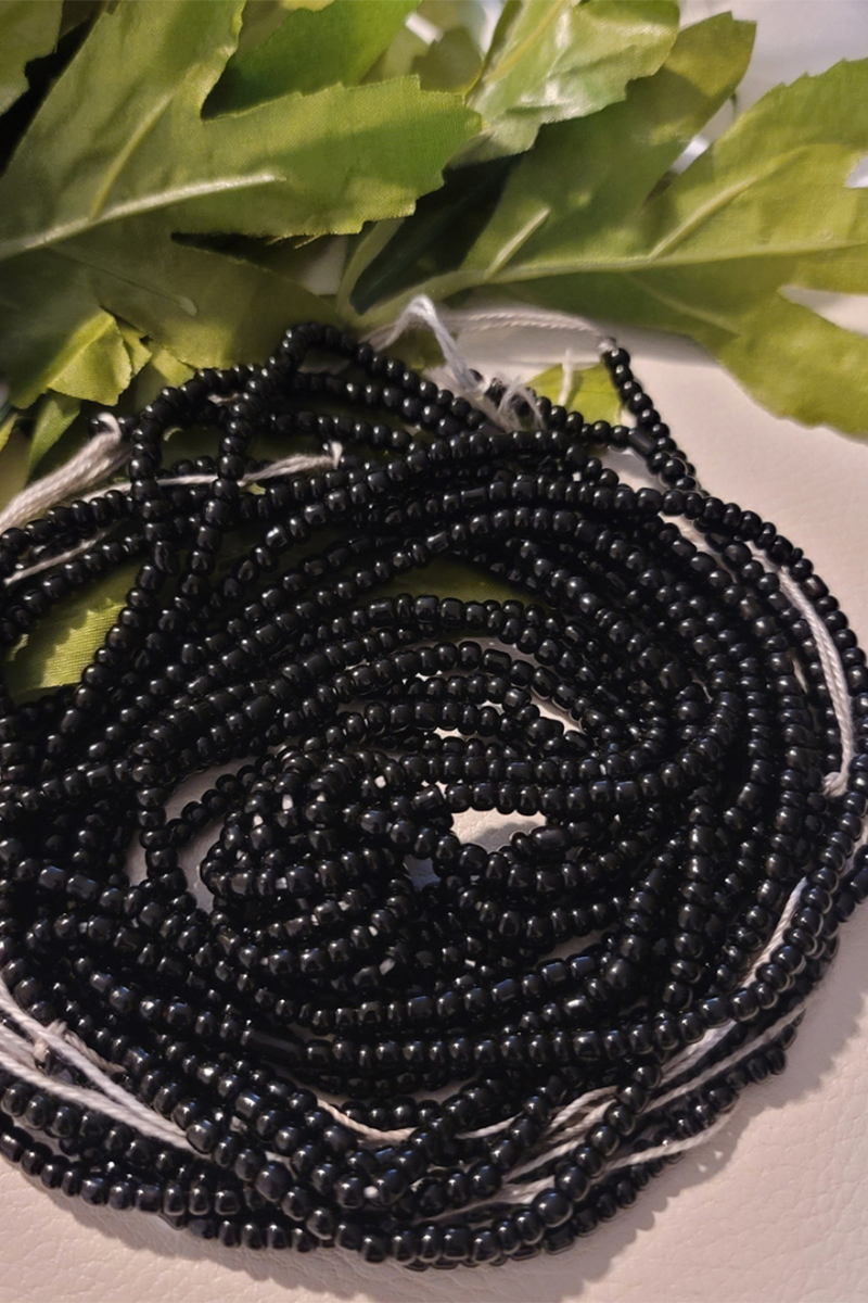 African Tie On Strand Waist beads Black