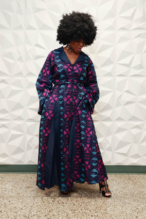 Ava African Denim Dress