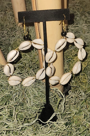African Brass Cowrie Shell Earrings