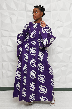 Purple African Gye Nyame Dress