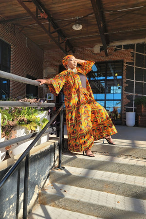 African Print Kente Long Kimono Arianna