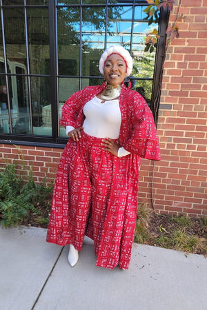 African Print Red Long Kimono Ella