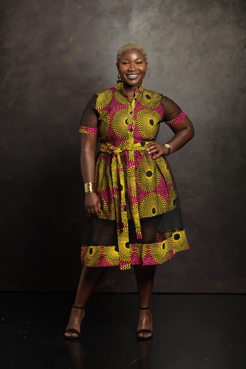 Khelaa African Print Pink & Yellow Dress