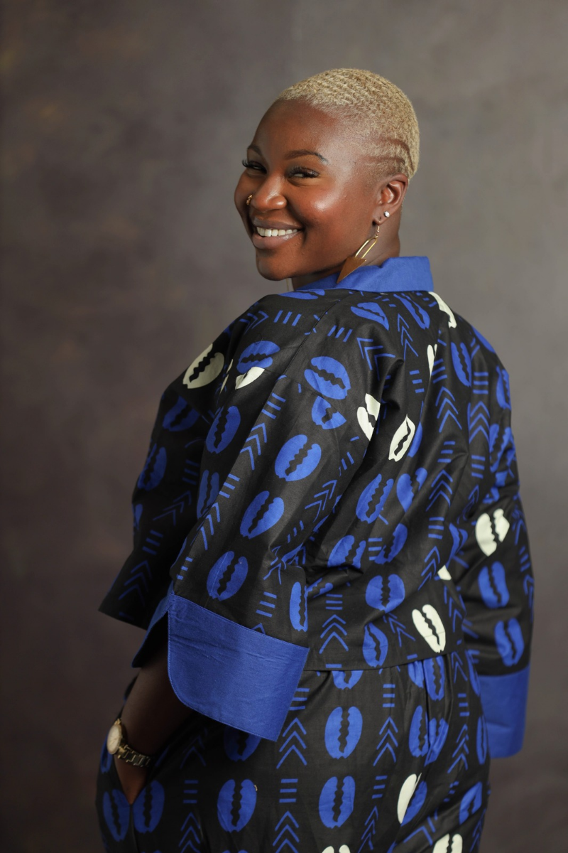 Blue African Print Two-Piece Pant Set
