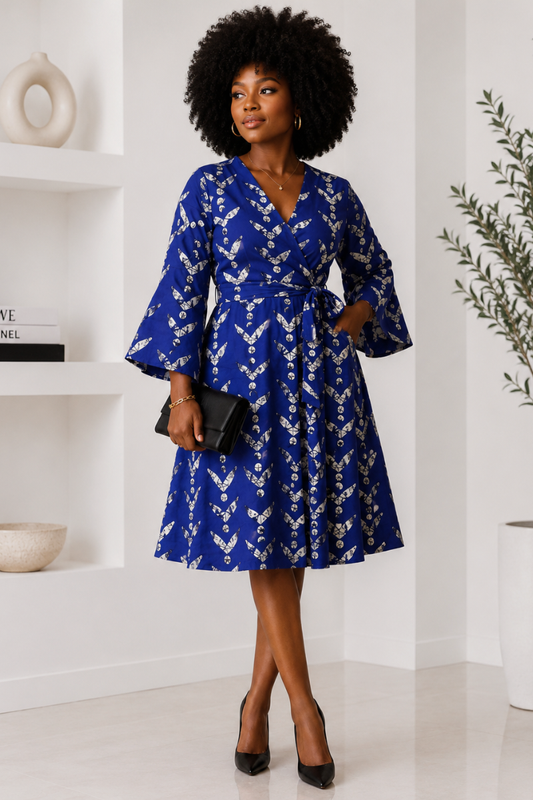 African Print Wrap Dress, Ankara Dress for Women Nia