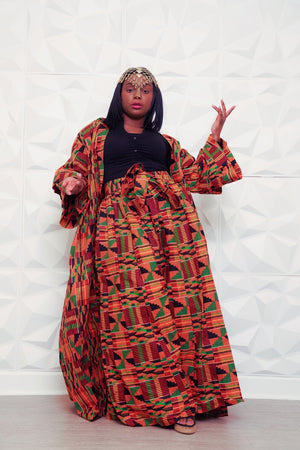 African Print Kente Long Kimono Arianna