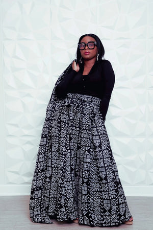 African Print Black Long Kimono A'ri