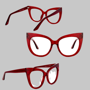 Cats Eye Fashion Oversized Eyeglasses Large Frames in a Red Frame