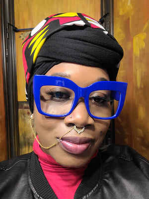 Square Cut Retro Oversized Eyeglasses with Blue or Red Frames
