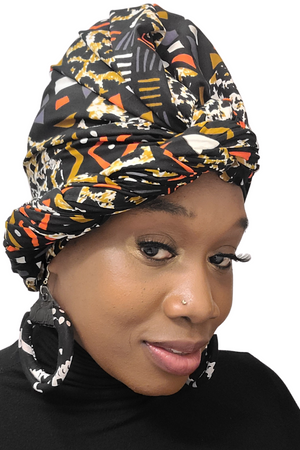African Print Matching Mask or Head wrap Keisha