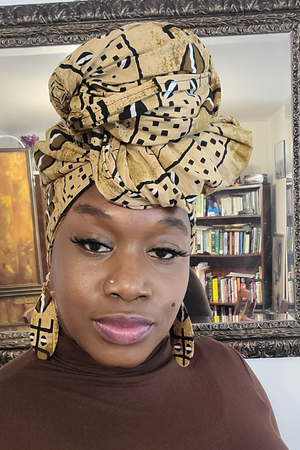 Omini African Print Head Wrap with Matching Earrings