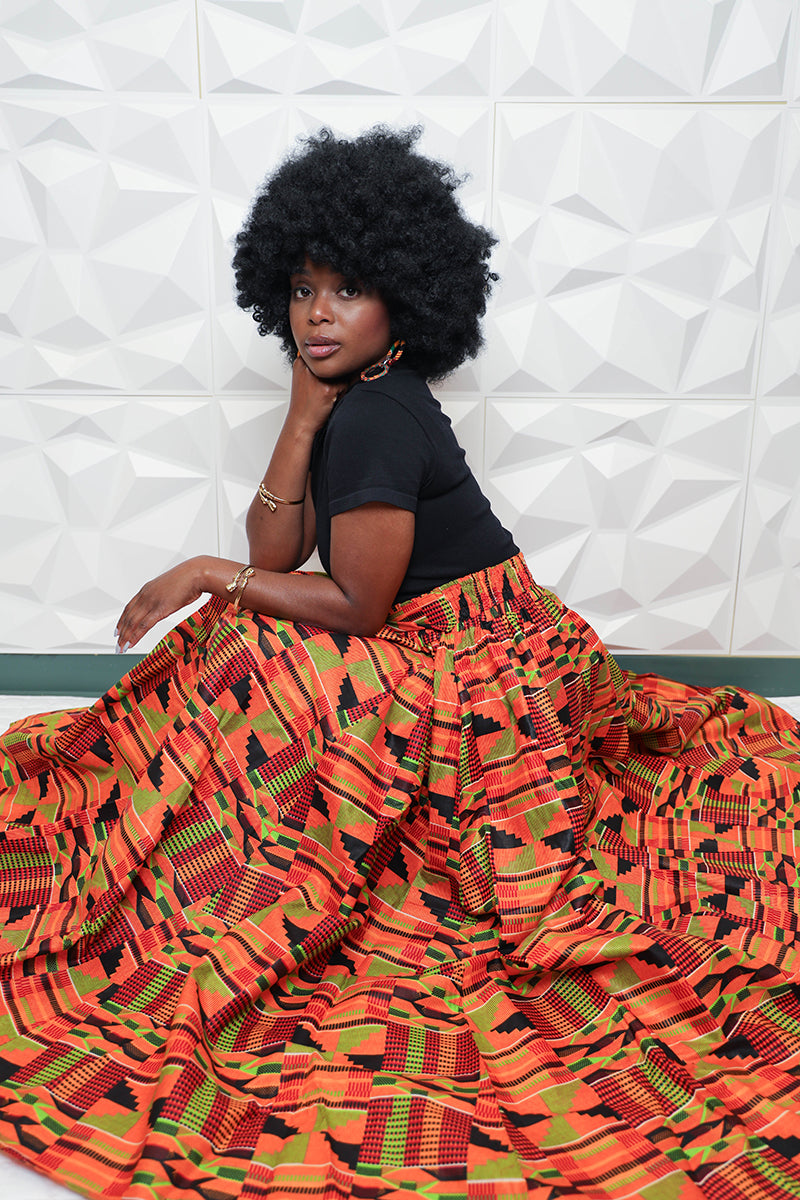 Long african best sale print skirt