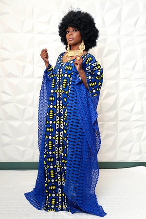 Africa Print Handmade Knitted Tye Dye Kaftan Nasia